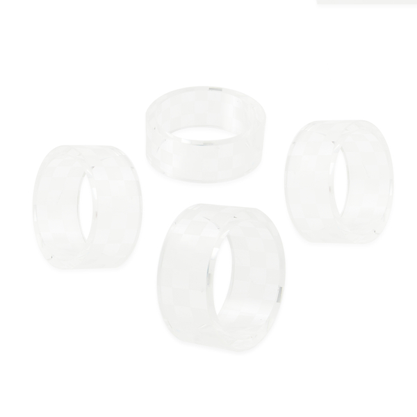 Assorted Check Rings clear check napkin rings, set of 4 - MISI HOME